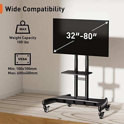 Vista Auction Perlegear Mobile Tv Cart For Inch Flat Curved Led Lcd Oled Tvs Rollin Sr